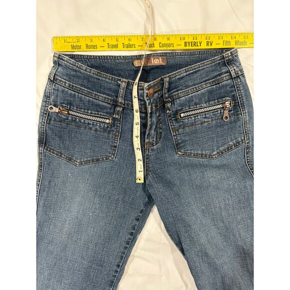 Y2K Vintage l.e.i. Flare Leg Low Rise Zipper Jeans Juniors Size 7 - Picture 6 of 7